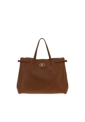 Valentino Garavani Brown Leather Larghe Antibes Shopping Bag