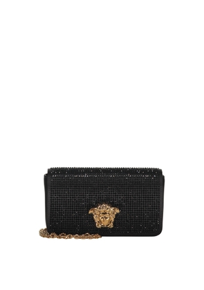 Versace Elegant Black Clutch With Golden Closure