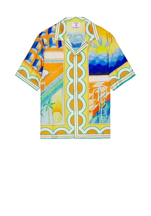 Casablanca Short Sleeve Cuban Collar Shirt in Surreal Pool - Blue,Yellow. Size M (also in ).