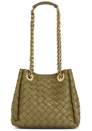 Bottega Veneta Small Parachute Bag in Algae & Muse Brass - Olive. Size all.
