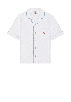 Casablanca Short Sleeve Towelling Shirt in Tennis Stripe - White. Size L (also in ).