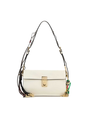 White Leather Small Prada Soft Sound Shoulder Bag