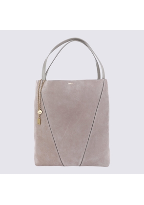 Chloé Light Grey Leather Spin Totes