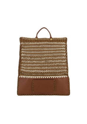 Valentino Garavani Multicolor Crochet And Leather Shopping Bag