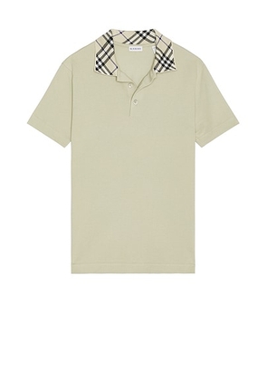Burberry Polo With Check Collar in Lichen - Sage. Size S (also in ).