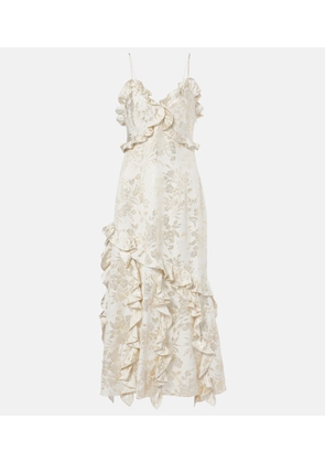 Markarian Calandra ruffled floral jacquard midi dress