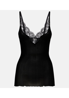 Saint Laurent Lace-trimmed silk tank top