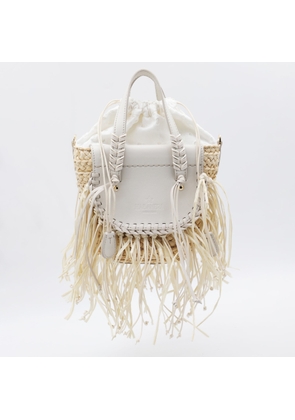 Cuba Lab White Leather Habanera Fringes Satchels Bag