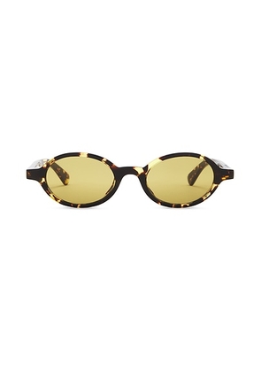 Bottega Veneta Oval Sunglasses in Havana & Yellow - Brown. Size all.