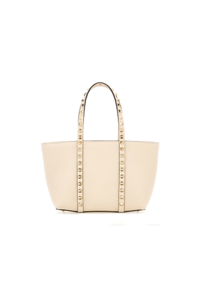 Valentino Garavani Sand Leather Small Rockstud Shopping Bag