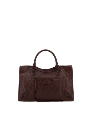 Balenciaga Burgundy Leather Medium Le City Handbag