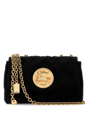 Chloe Black Velvet Small Heritage Shoulder Bag