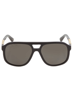 Gucci Polarized Dark Grey Pilot Unisex Sunglasses GG1188S 001 58