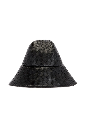 Bottega Veneta Leather Intrecciato Hat in Black - Black. Size S (also in ).