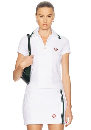 Casablanca Monogram Polo Top in Bright White - White. Size XS (also in ).