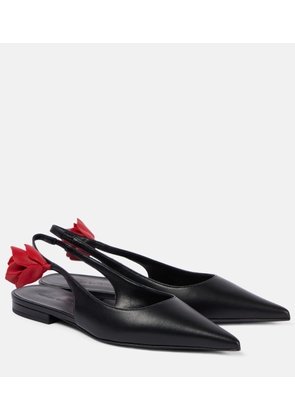 Magda Butrym Floral-applique leather slingback flats