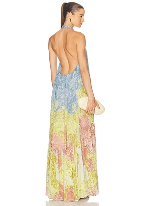 HEMANT AND NANDITA Fiza Long Dress in Multi - Yellow,Blue. Size M (also in XL).