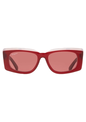 Salvatore Ferragamo Burgundy Rectangular Ladies Sunglasses SF1079S 614 54