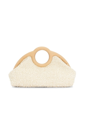 Alexis Sloane Raffia Frame Clutch in Natural & Off White - Ivory. Size all.