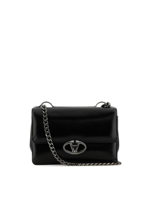 Valentino Garavani Black Leather Small Vlogo Shoulder Bag