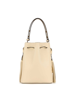 Valentino Garavani Ivory Leather Vlogo Signature Bucket Bag