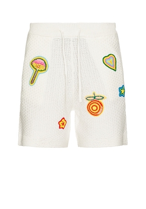 Casablanca Crochet Shorts With Patches in White - White. Size M (also in ).