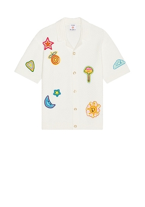Casablanca Crochet Shirt With Patches in White - White. Size M (also in ).
