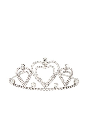 Blumarine Hearts Crown in Silver & Crystal - Metallic Silver. Size all.