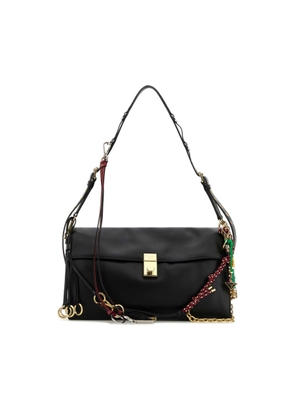 Black Leather Large Prada Soft Sound Shoulder Bag