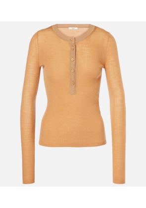 Chloe Ribbed-knit wool Henley shirt
