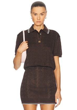 Amiri Knit Polo Top in Brown - Chocolate. Size S (also in ).
