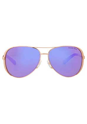 Michael Kors Chelsea Purple Mirror Pilot Ladies Sunglasses MK5004 10034V 59
