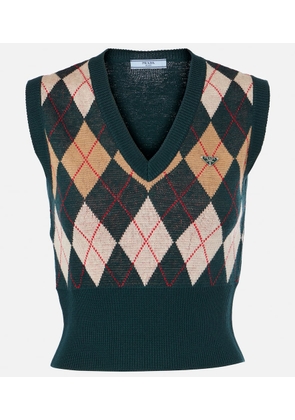 Prada Argyle virgin wool sweater vest