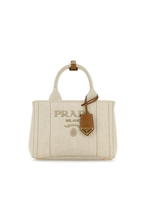 Prada Sand Canvas Shopping Bag