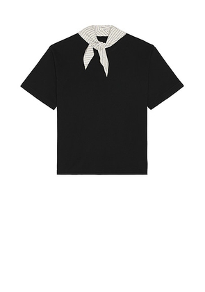 Bottega Veneta Pima Cotton Jersey Foulard Collar Tee in Black  Yellow  & Navy - Black. Size M (also in ).