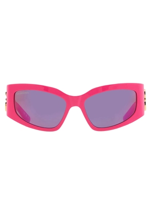 Balenciaga Pink Mirror Cat Eye Ladies Sunglasses BB0321S 011 57