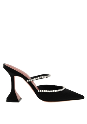 Amina Muaddi Gilda Satin Black Mules, Brand Size 35 ( US Size 5 )