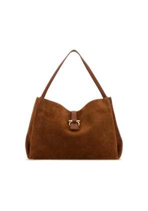 Ferragamo Caramel Suede Shopping Bag