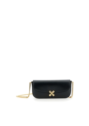 Alexander McQueen Black Healthier Small Skull Flower Crossbody Bag