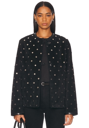 BODE Clover Charm Suede Jacket in Black - Black. Size L (also in M).