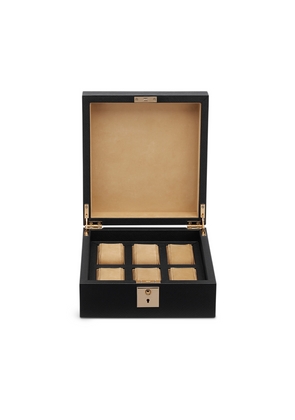 Smythson Lockable Watch Box In Panama In Black