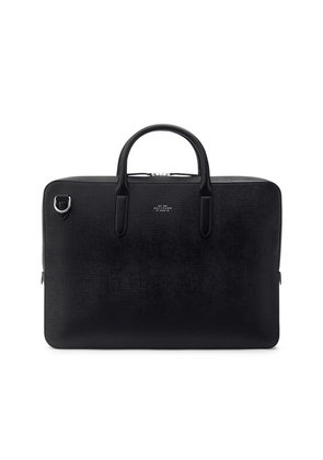Smythson Lightweight Slim Briefcase In Panama In Black