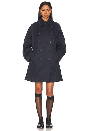 BODE Waxed Herringbone Peacoat in Navy - Navy. Size L (also in S, XS).