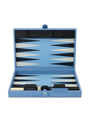 Smythson Medium Backgammon Case In Panama In Nile Blue