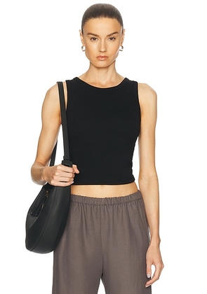 Enza Costa Supima Bateau Tank Top in Black - Black. Size S (also in ).
