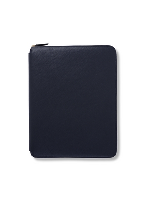 Smythson A4 Writing Folder With Zip In Panama In Navy