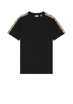 Burberry Check Tape T-Shirt in Black - Black. Size L (also in M, XL/1X, XXL/2X).