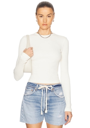 Citizens of Humanity Pilar Waffle Crewneck in Pashmina - White. Size L (also in M, S, XL, XS).