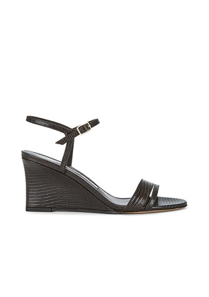 Emme Parsons Simple Wedge in Espresso Embossed Lizard - Chocolate. Size 35 (also in 39, 41).