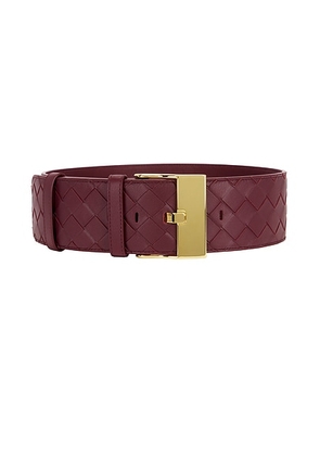 Bottega Veneta Large Watch Intrecciato Belt in Barolo & Muse Brass - Burgundy. Size 65 (also in ).